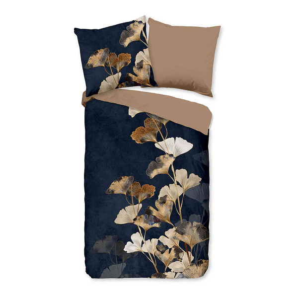 Renforce Bettwäsche Premium - Baumwolle - Schwarz / Beige - 135 x 200 cm + Kissen 80 x 80 cm