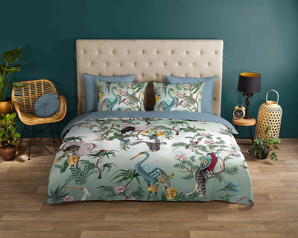 Renforce Bettwäsche Reeva - Baumwolle - Blau / Grün - 140 x 200/220 cm + Kissen 70 x 60 cm - Image 2