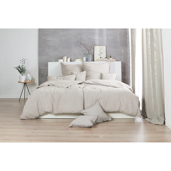 Renforce-Bettwäsche Stonewashed Pure - Baumwolle - Beige - 135 x 200 cm + Kissen 80 x 80 cm - 2-teilig - Image 2