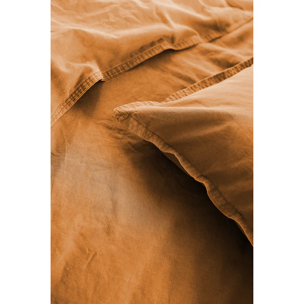 Renforce-Bettwäsche Stonewashed Pure - Baumwolle - Currygelb - 135 x 200 cm + Kissen 80 x 80 cm - 2-teilig - Image 4