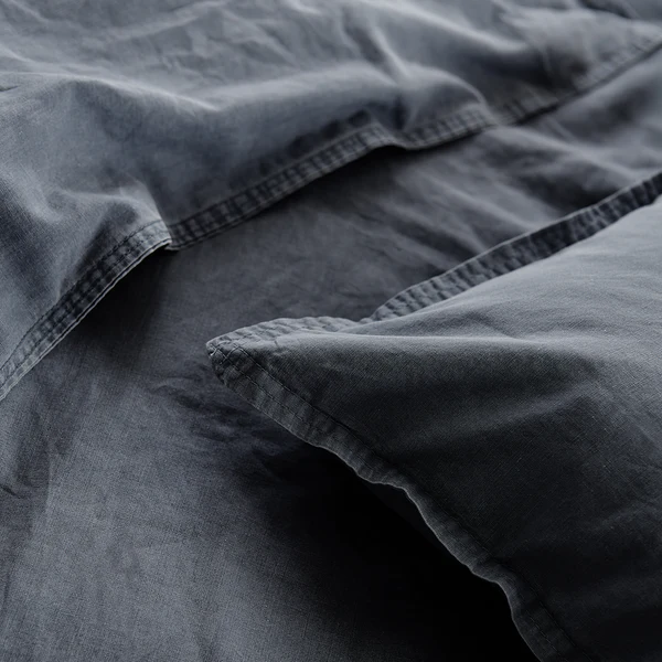 Renforce-Bettwäsche Stonewashed Pure - Baumwolle - Grau - 135 x 200 cm + Kissen 80 x 80 cm - 2-teilig - Image 7