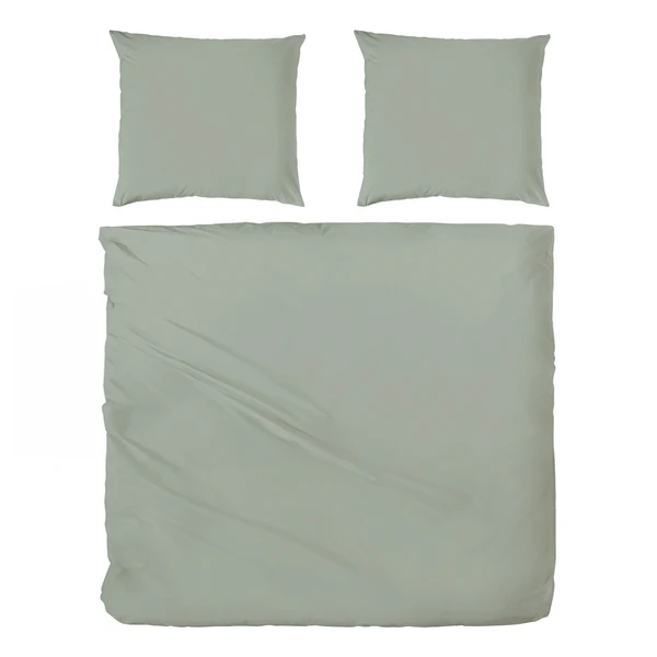 Renforce-Bettwäsche Stonewashed Pure - Baumwolle - Grün - 240 x 220 cm + 2 Kissen 80 x 80 cm