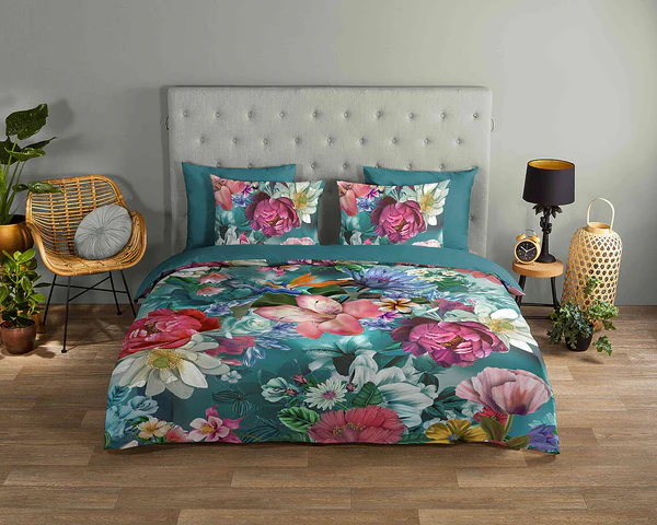 Renforce Bettwäsche Tiandra - Baumwolle - Petrol - 140 x 200/220 cm + Kissen 70 x 60 cm - Image 2