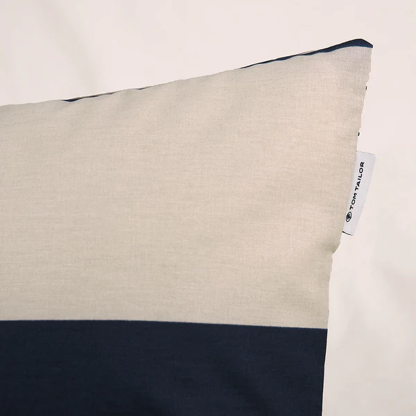 Renforce-Bettwäsche Tom Tailor - Baumwolle - Creme / Marineblau - 155 x 220 cm + Kissen 80 x 80 cm - Image 5