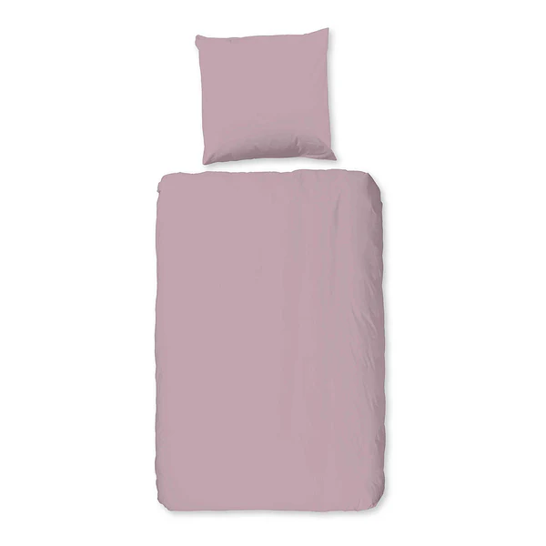 Renforce Bettwäsche Uni - Baumwolle - Pink - 135 x 200 cm + Kissen 80 x 80 cm