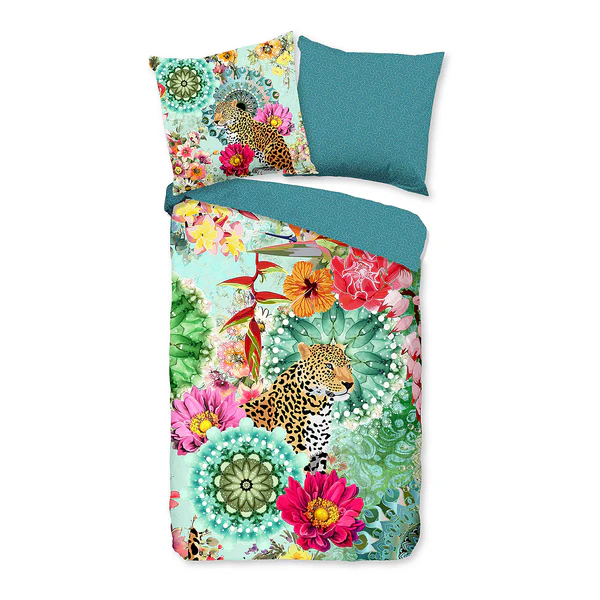 Renforce Bettwäsche Ximena - Baumwolle/Satin - Multicolor / Grün - 155 x 220 cm + Kissen 80 x 80 cm