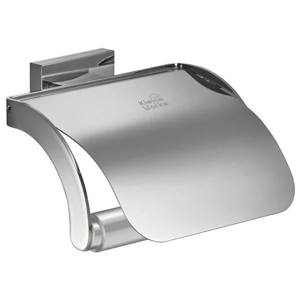 Rollenhalter mit Deckel Meo - Messing / Edelstahl / Kunststoff - Silber