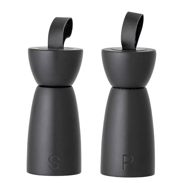 Salz- & Pfeffermühle Hanif 2-teilig - Massivholz Gummibaum - Schwarz