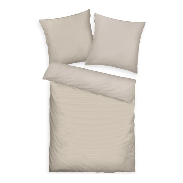 Satin-Bettwäsche Tom Tailor - Baumwolle - Beige - 155 x 220 cm + Kissen 80 x 80 cm