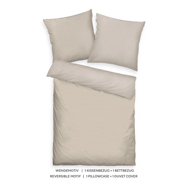 Satin-Bettwäsche Tom Tailor - Baumwolle - Beige - 155 x 220 cm + Kissen 80 x 80 cm - Image 2