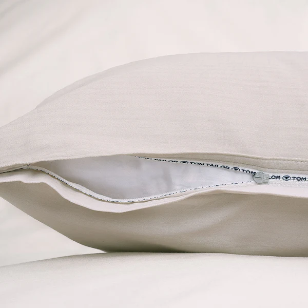 Satin-Bettwäsche Tom Tailor - Baumwolle - Beige - 155 x 220 cm + Kissen 80 x 80 cm - Image 4