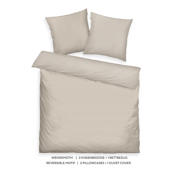 Satin-Bettwäsche Tom Tailor - Baumwolle - Beige - 200 x 220 cm + 2 Kissen 80 x 80 cm - Image 2