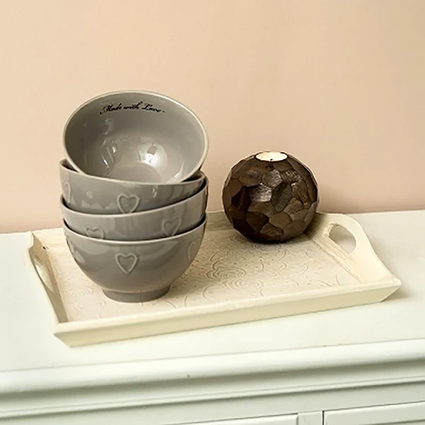 Schalenset Made with Love (4er-Set) - Steingut - Braun - Image 3