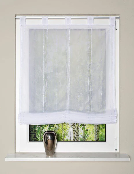 Schlaufenrollo Livro - Webstoff - Weiß - 80 x 140 cm - Image 2
