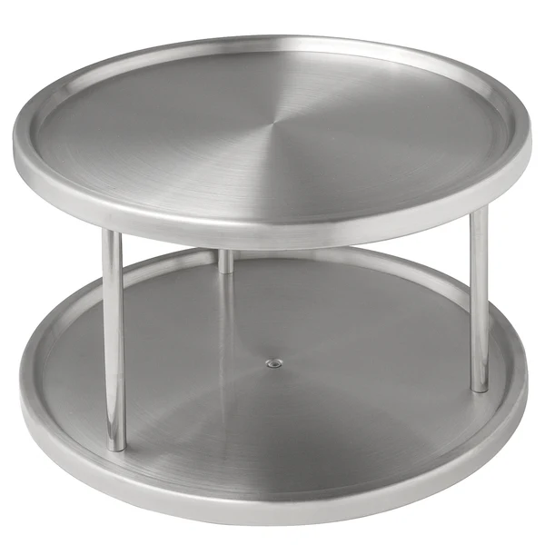 Schrankrondell Duo - Edelstahl / Bambus - Silber matt / Braun