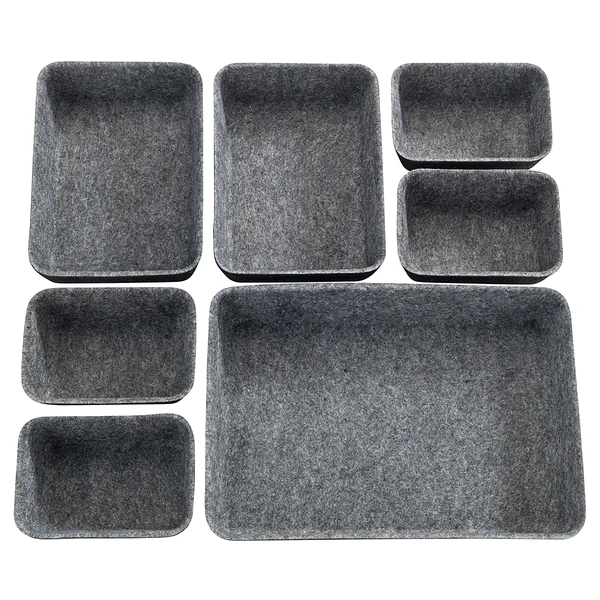 Schubladen-Organizer Filz (7-teilig) - Polyester - Schwarz / Grau