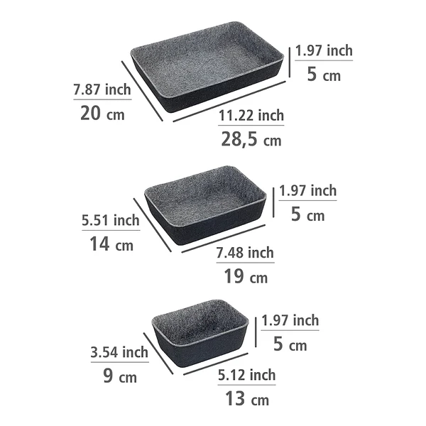 Schubladen-Organizer Filz (7-teilig) - Polyester - Schwarz / Grau - Image 14
