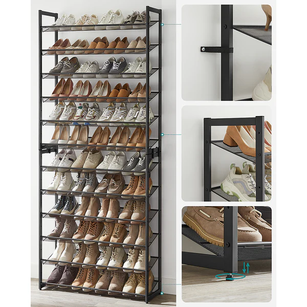 Schuhregal Heckfield II - Metall - Schwarz - Höhe: 221 cm - Image 7