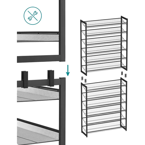 Schuhregal Heckfield II - Metall - Schwarz - Höhe: 221 cm - Image 8