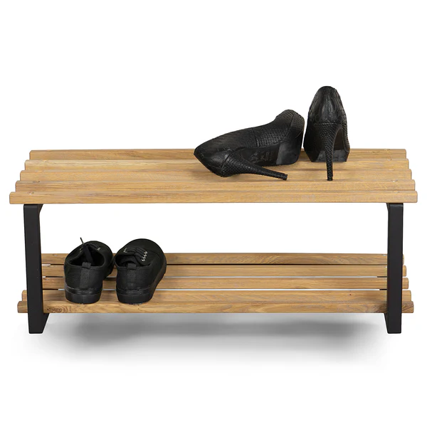 Schuhregal Norton - Massivholz Eiche / Stahl - Schwarz / Eiche - Image 2