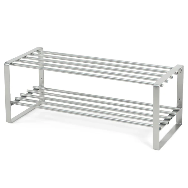 Schuhregal Welbeck mit 2 Ablagen - Stahl - Silber