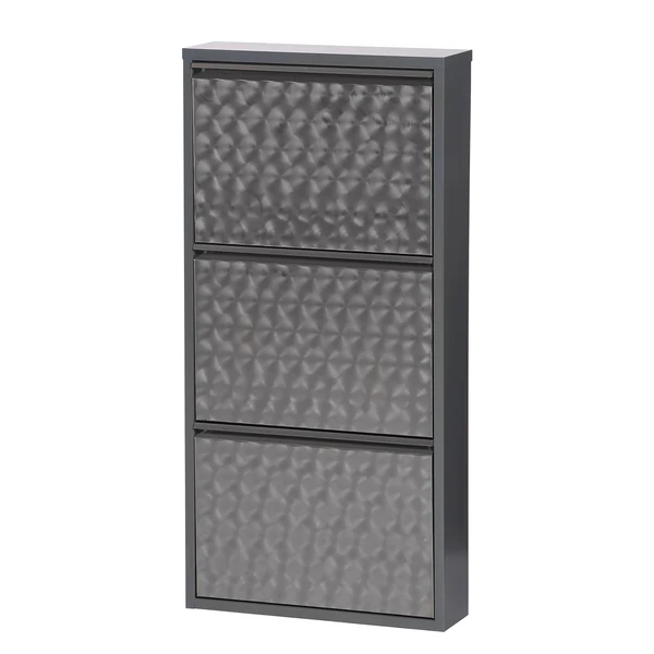 Schuhschrank Cabinet - Silber Geflext - 102,5 cm