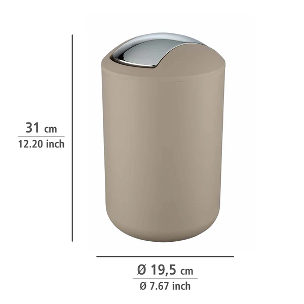 Schwingdeckeleimer Brasil - Thermoplastischer Kunststoff (TPE) - Fassungsvermögen: 6,5 L - Taupe - Image 3
