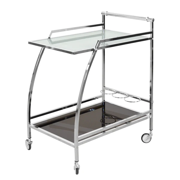 Servierwagen Gilze - Glas / Metall - Chrom