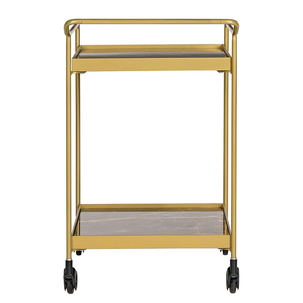 Servierwagen Randalstown - Keramik / Metall - Marmor Braun Dekor / Gold - Image 10