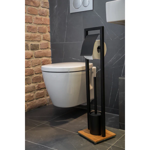 Stand WC-Garnitur Bambusa - Stahl / Bambus - Schwarz - Image 2