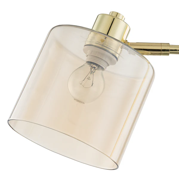 Stehleuchte KOLIND 1-flammig - Metall Gold glänzend / Glas Bernsteinfarben - Image 2