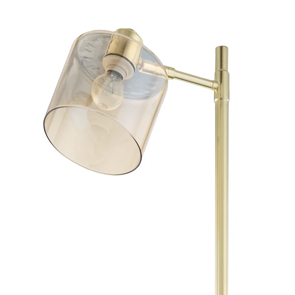 Stehleuchte KOLIND 1-flammig - Metall Gold glänzend / Glas Bernsteinfarben - Image 4