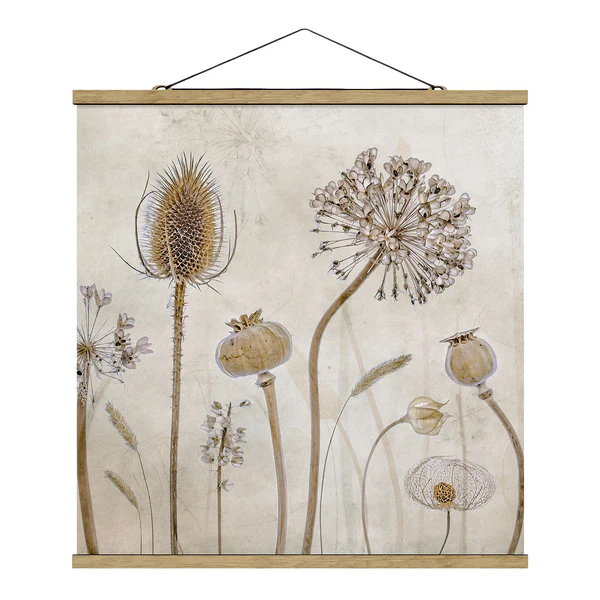 Stoffbild Growing Old I - Textil; Massivholz (Holzart) - Beige - 50cm x 50cm x 0,3cm - 50 x 50 cm
