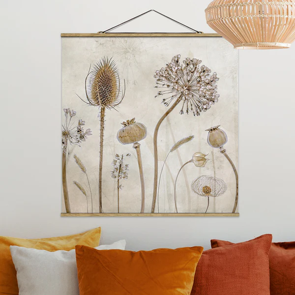 Stoffbild Growing Old I - Textil; Massivholz (Holzart) - Beige - 50cm x 50cm x 0,3cm - 50 x 50 cm - Image 2