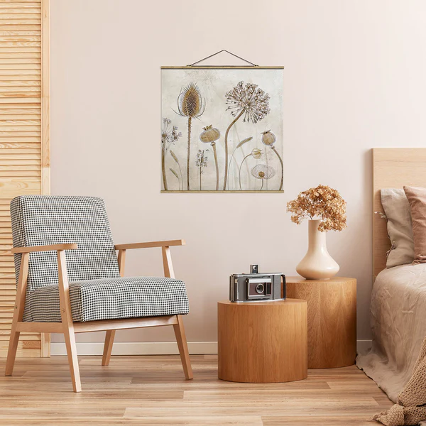 Stoffbild Growing Old I - Textil; Massivholz (Holzart) - Beige - 50cm x 50cm x 0,3cm - 50 x 50 cm - Image 3