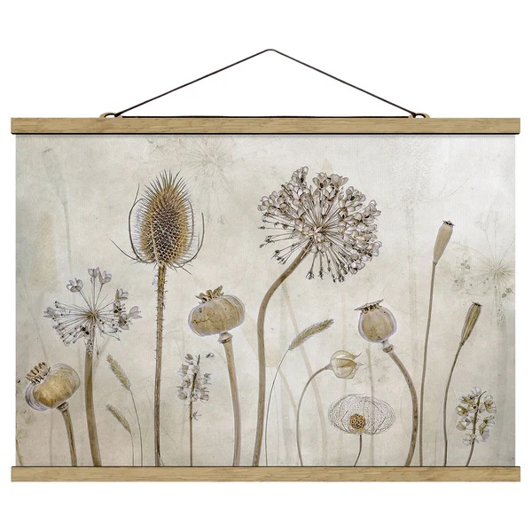 Stoffbild Growing Old II - Textil; Massivholz (Holzart) - Beige - 100cm x 66,5cm x 0,3cm - 100 x 67 cm
