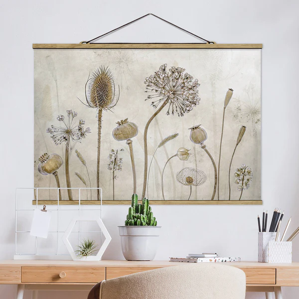 Stoffbild Growing Old II - Textil; Massivholz (Holzart) - Beige - 100cm x 66,5cm x 0,3cm - 100 x 67 cm - Image 2