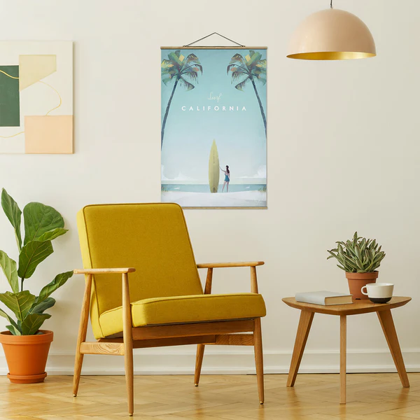 Stoffbild Reiseposter California - Textil; Massivholz (Holzart) - Türkis - 100cm x 150cm x 0,3cm - 100 x 150 cm - Image 4