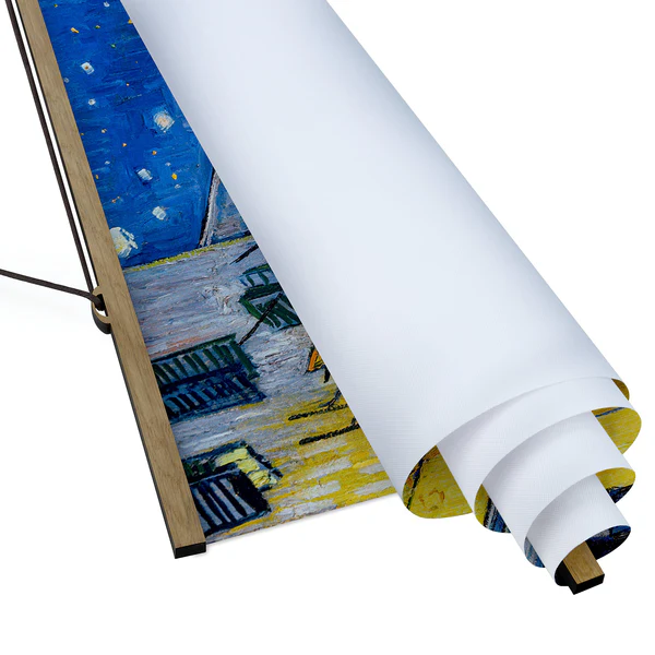 Stoffbild Terrasse in Arles - Textil; Massivholz (Holzart) - Gelb; Blau - 50cm x 66,4cm x 0,3cm - 50 x 66 cm - Image 6