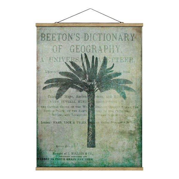 Stoffbild  Vintage Collage Antike Palme - Textil; Massivholz (Holzart) - Grün - 35cm x 46,5cm x 0,3cm - 35 x 47 cm