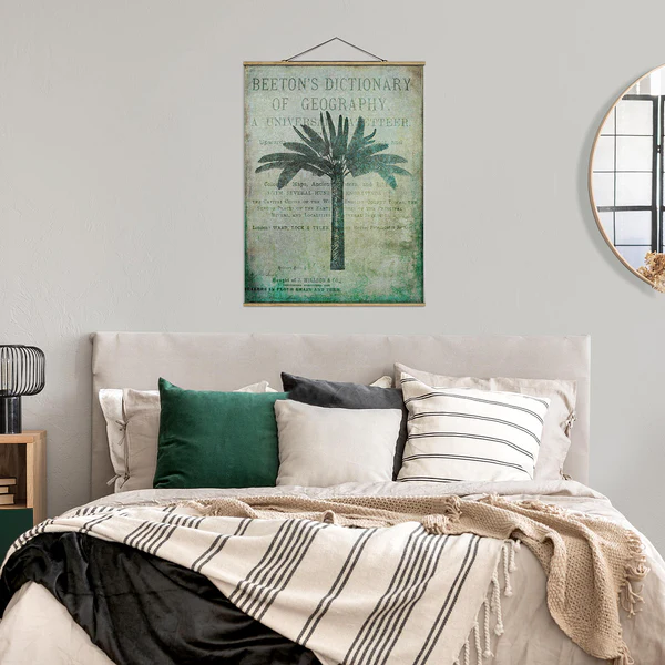 Stoffbild  Vintage Collage Antike Palme - Textil; Massivholz (Holzart) - Grün - 35cm x 46,5cm x 0,3cm - 35 x 47 cm - Image 3