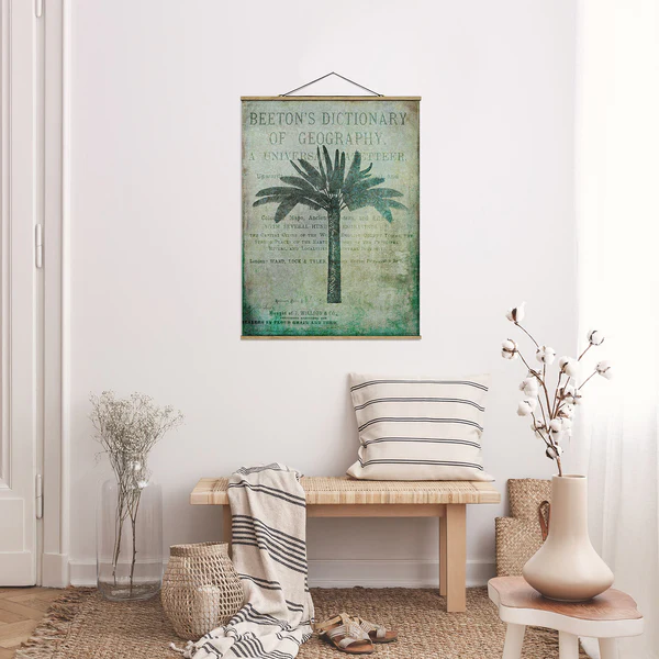 Stoffbild  Vintage Collage Antike Palme - Textil; Massivholz (Holzart) - Grün - 35cm x 46,5cm x 0,3cm - 35 x 47 cm - Image 4