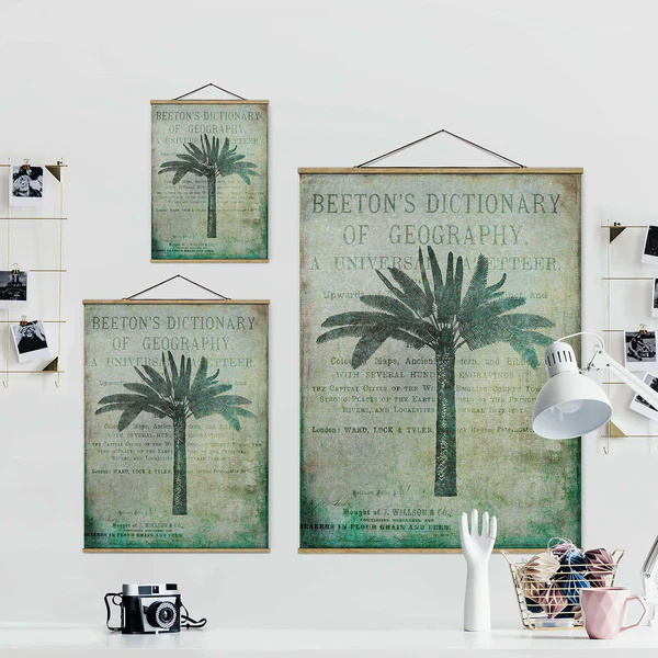Stoffbild  Vintage Collage Antike Palme - Textil; Massivholz (Holzart) - Grün - 35cm x 46,5cm x 0,3cm - 35 x 47 cm - Image 5