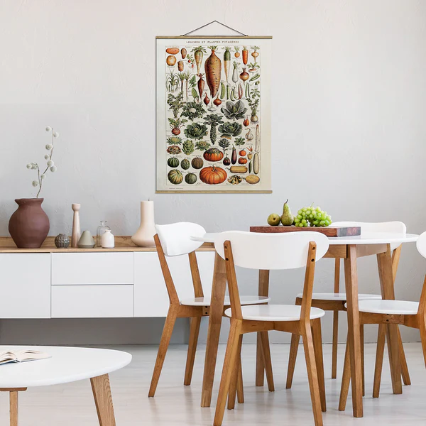 Stoffbild Vintage Lehrtafel Gemüse - Textil; Massivholz (Holzart) - Grün - 50cm x 66,4cm x 0,3cm - 50 x 66 cm - Image 4