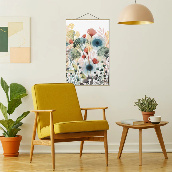 Stoffbild Wildblumen im Sommer I - Textil; Massivholz (Holzart) - Weiß - 100cm x 150cm x 0,3cm - 100 x 150 cm - Image 3