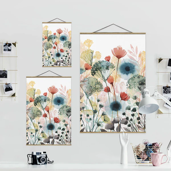 Stoffbild Wildblumen im Sommer I - Textil; Massivholz (Holzart) - Weiß - 100cm x 150cm x 0,3cm - 100 x 150 cm - Image 5