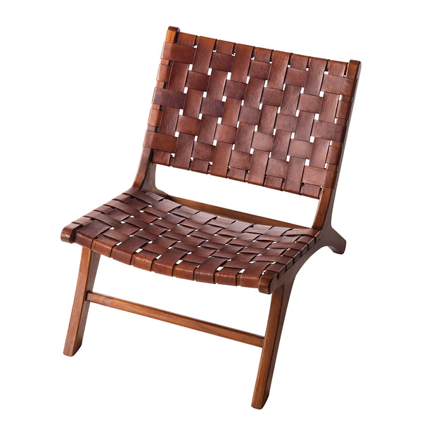 Stuhl BOURBOURG - Echtleder / Teak massiv - Braun / Teak - Image 6