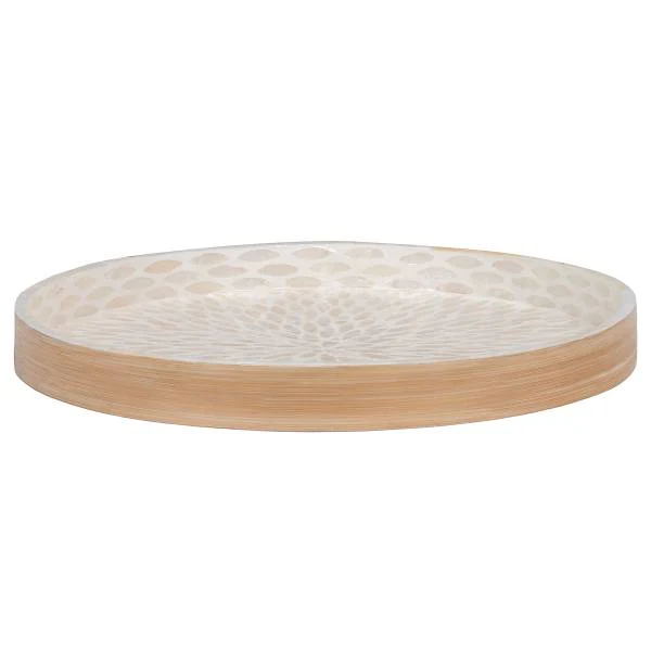 Tablett Tray - Beige - Bambus - 40 x 3.5 x 40 cm