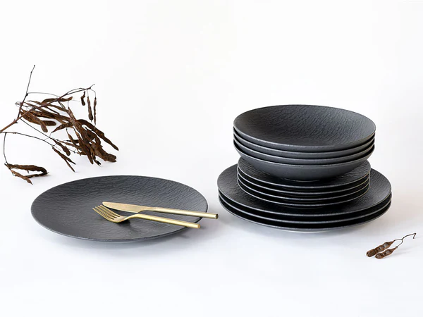 Tafelservice Schiefer - Steinzeug - Schwarz - 12-teilig - Image 2