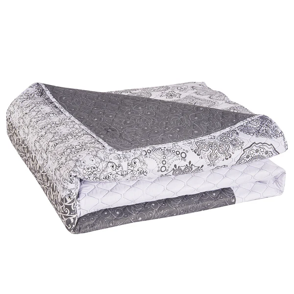 Tagesdecke Ambra - Polyester - Grau / Weiß - 220 x 240 cm